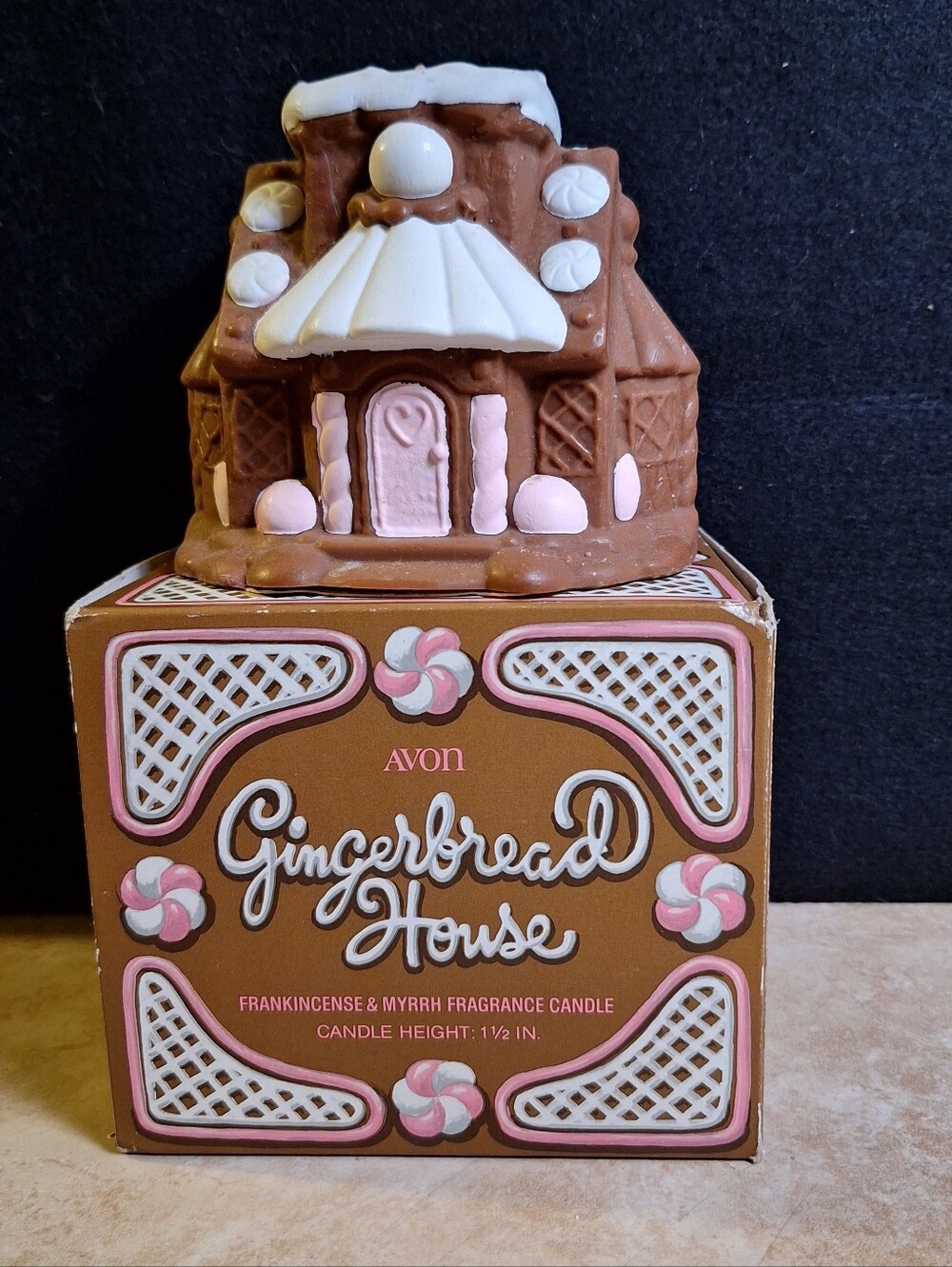 Avon Gingerbread House Vintage 1972 Christmas Candle Frankincense and Myrrh